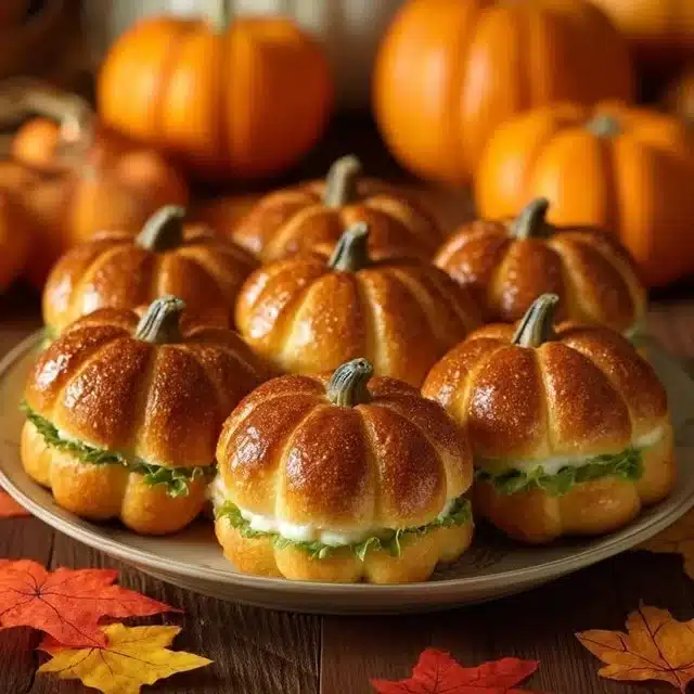 Pumpkin-shaped sliders perfect for fall gatherings and festive occasions