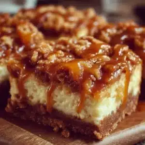 Delicious Caramel Apple Cheesecake Bars with creamy filling and caramel drizzle