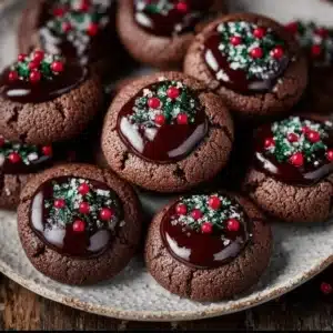 Delicious chocolate thumbprint cookies with rich chocolate filling