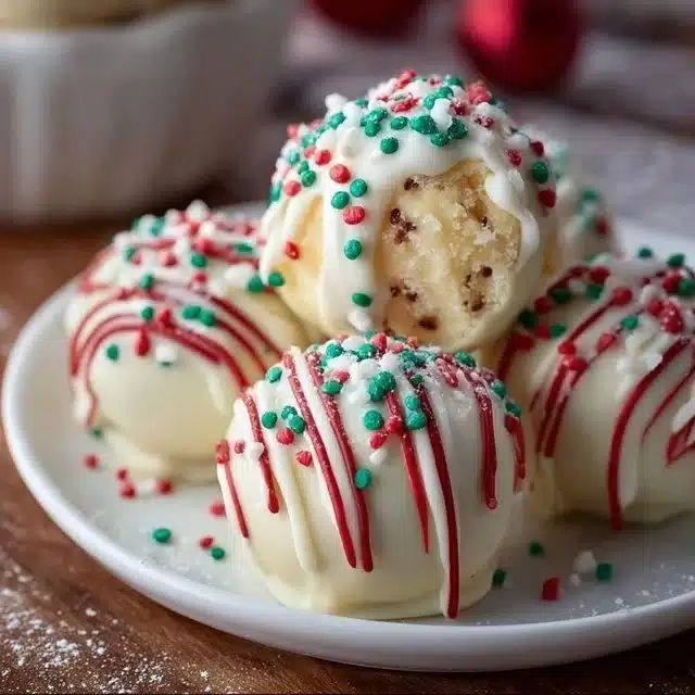 Delicious Christmas Tree Cake Truffles decorated with festive toppings