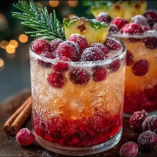 Cranberry orange festive drink served in a glass for holiday celebrations