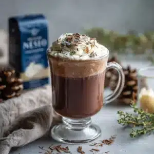 Homemade coffee drink prepared in a cozy kitchen setting