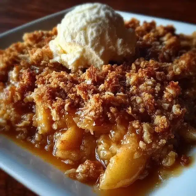 Delicious Pioneer Woman Apple Crisp topped with oats and cinnamon