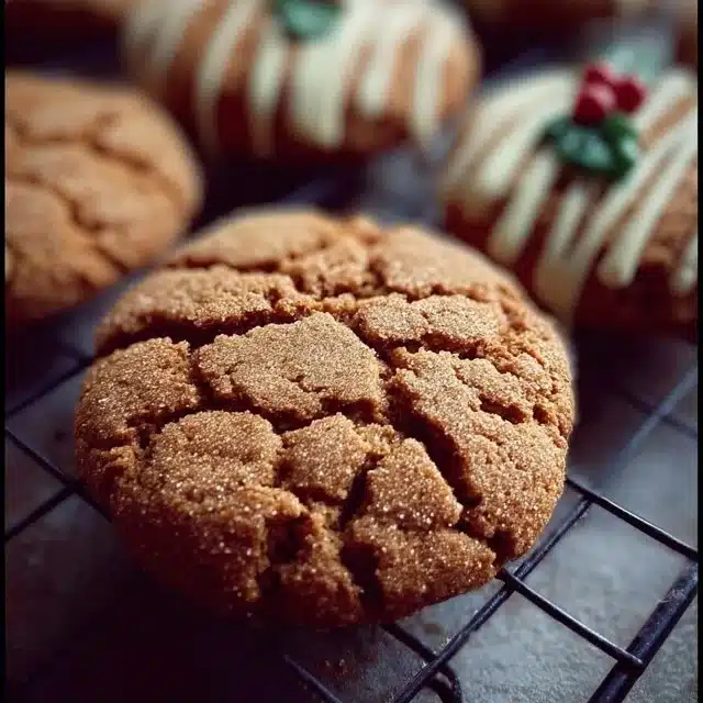 Batch of chewy maple cinnamon cookies on a wooden plate