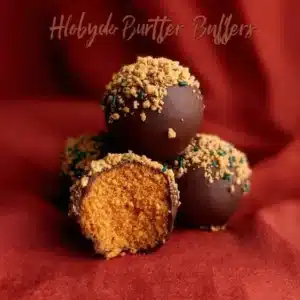 Homemade Chocolate Butterfinger Balls topped with crushed candy