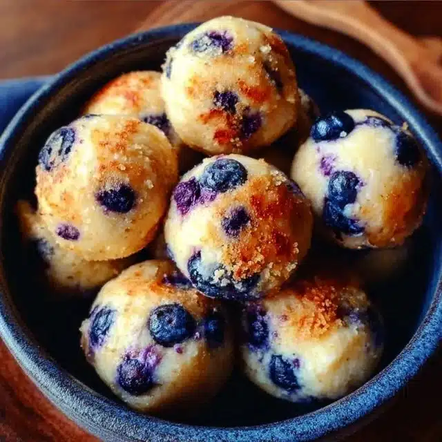Lemon Blueberry Cottage Cheese Protein Bites on a plate