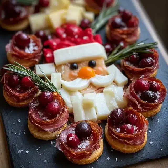 Delicious Christmas snacks displayed on a festive holiday table