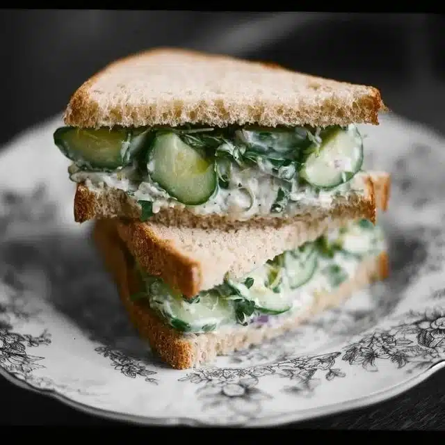 Quick cucumber salad sandwich made with fresh cucumbers and bread
