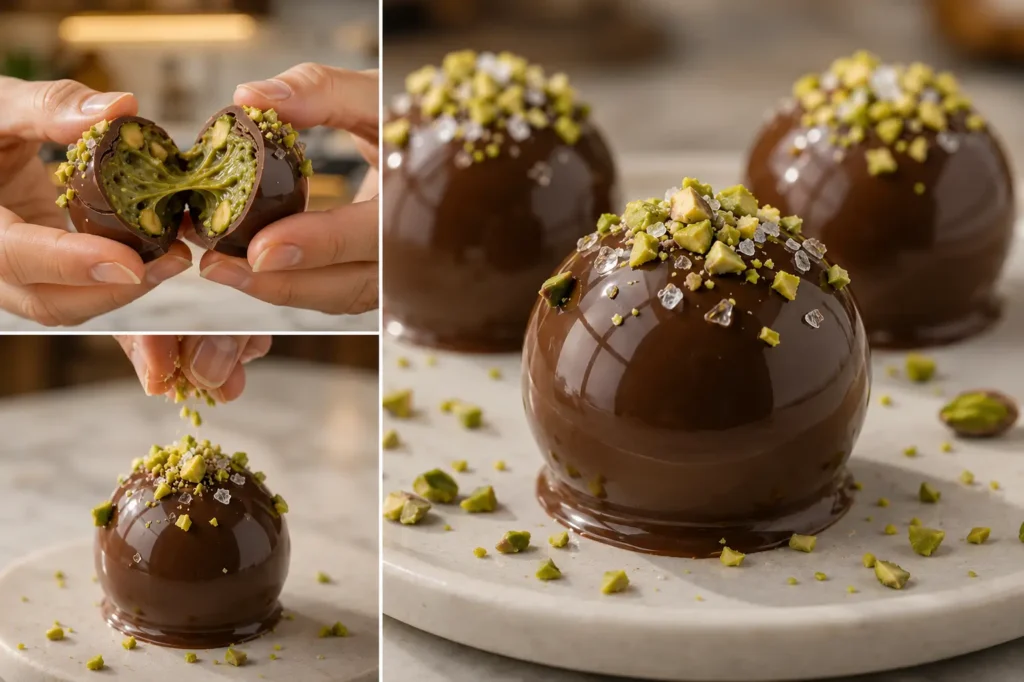 Chocolate-Covered Pistachio Date Truffles